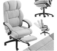 tectake® Chaise de Bureau Ergonomique avec Repose-Pieds, Fauteuil de Bureau Rembourrage épais et Revêtement en Velours, Chaise Ergonomique pivotante à 360°, Office Chair Fauteuil Gaming Siege, Gris