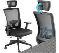 tectake® Chaise de Bureau Fauteuil de Bureau Fauteuil pivotant Design 360°, Chaise Ergonomique, Fauteuil avec Accoudoirs, Appuie-tête & Coussin Lombaire, Roulette, Teletravail, Chaise Gaming