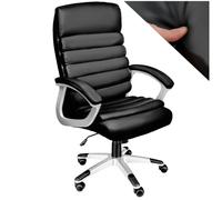 tectake® Chaise de Bureau Fauteuil de Bureau Fauteuil pivotant Design, Siege Ergonomique, Fauteuils avec Accoudoirs, Rembourrage très épais, Roulette, Hauteur réglable Teletravail - Noir