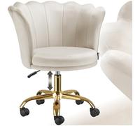 tectake® Chaise de Bureau Fauteuil Salon Confortable en Velours avec roulettes Fauteuil Relax Fauteuil Cocktail Moelleux Chaise Ergonomique pour Bureau, Coiffeuse, Salon, Chambre, Allaitement