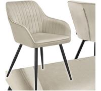 tectake® Chaise de salle à manger avec revêtement velours rembourré, chaise de cuisine élégante et moderne, pieds en acier, nettoyage facile, idéale pour salon, coiffeuse, chambre à coucher - 1 chaise
