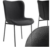 Chaise - TECTAKE - Fauteuil rembourrée TESSA avec revêtement en tissu bouclette et forme ergonomique, 54 x 62 x 90 cm - Noir/Noir