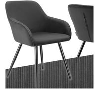 tectake® Chaise de Salle à Manger rembourrée Moderne Chaise Velours côtelé Fauteuil Salon Fauteuil Scandinave Pieds en Acier Élégant avec Accoudoirs Chaises Chambre, Coiffeuse, Salon