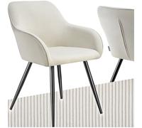 Chaise élégante en velours côtelé forme ergonomique crème/noir