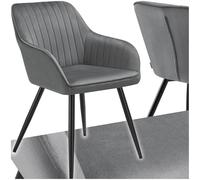 tectake® Chaise de Salle à Manger rembourrée Moderne Chaise Velours Fauteuil Salon Chaise Scandinave Pieds en Acier Élégant Chaise Coiffeuse, Chambre, Coiffeuse, Salon, Cuisine, Dressing