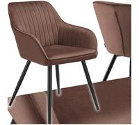 tectake® Chaise de Salle à Manger rembourrée Moderne Chaise Velours Fauteuil Salon Scandinave Pieds en Acier Élégant pour Chambre, Coiffeuse, Salon, Cuisine, Dressing