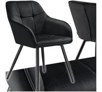 Chaise - TECTAKE - Chaise MARILYN effet velours capitonné, rembourrée et pieds acier noir, 58 x 62 x 82 cm - Noir