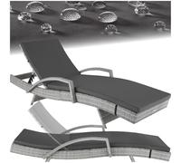 tectake® Chaise Longue Bain de Soleil en Résine Tréssée Aluminium Résistant Dossier Inclinable sur 5 Positions, Transat Salon de Jardin Exterieur Mobilier de Jardin Chaise Longue Relax Plage