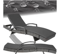 Chaise longue en rotin et aluminium Océane - gris