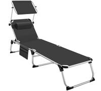 Chaise longue en aluminium Aurelie, rembourrée et pliable - noir
