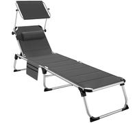 Chaise longue en aluminium Lorella, rembourrée et pliable - gris