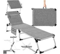 Chaise longue en aluminium Lorella, rembourrée et pliable - gris tacheté