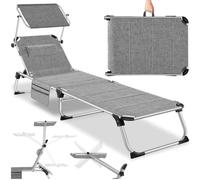 Chaise longue - TECTAKE - Chaise longue rembourrée pliable avec l'accent, dossier réglable sur 6 positions - Gris tacheté