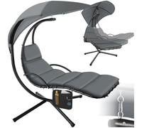 Fauteuil suspendu Elaria avec pare-soleil et poche latérale - gris