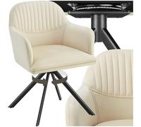 Chaise pivotante en velours rembourrée crème/noir