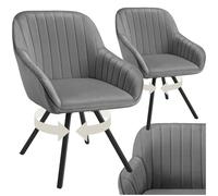 tectake® Chaise rembourrée Pivotante à 360°, Lot de 2, Aspect Velours | 58 x 58 x 82 cm, Dossier continu, Accoudoirs, Pieds en plastique antidérapants et réglables en hauteur, Max. 120 kg, Gris