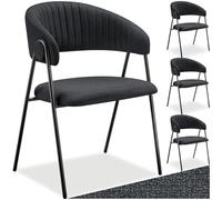 tectake® Lot de 4 Chaises de Salle à Manger rembourrées Modernes Fauteuil Salon Chaise Scandinave Pieds en Acier Élégant avec Accoudoirs Chaise pour Coiffeuse, Chambre, Dressing, Salon