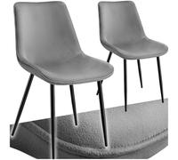 tectake® Chaises Salle à Manger rembourrées, Lot de 2, 48x59x82 cm, Velours | Assise ergonomique, Patins antidérapants en Plastique, Pieds évasés en Acier, Max. 120 kg, Aspect velours, Gris/Noir