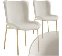 tectake® Lot de 2 Chaises de Salle à Manger ergonomiques Design scandinave Confortable, Aspect Velours, Pieds en métal doré, Chaise Cosy pour Salon, Chambre, Chaises Coiffeuse, Chaise de Bureau