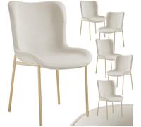 tectake® Chaises Salle à Manger rembourrées, Lot de 6, 54x62x90 cm, Velours | Forme ergonomique, Dossier haut, Style scandinave, Pieds en acier élancés avec embouts protecteurs, Max. 120 kg, Beige/Doré