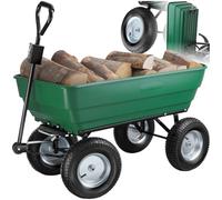 tectake® Chariot à roulettes Tout-Terrain Brouette Jardin 4 Roues avec Benne basculante Capacité Max. 125L Chariot à roulettes de Jardin Jardinage Charette pour Transport Sable, Bois