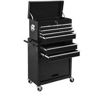 tectake® Chariot d'atelier Metallique Servante d'atelier Vide Trolley Professionnel 10 Compartiments spacieux Verrouillables Chariot a Roulette pour Rangement Atelier Garage - Noir
