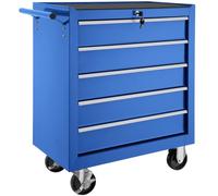 tectake® Chariot d'atelier Metallique Servante d'atelier Vide Trolley Professionnel 5 Tiroirs spacieux Verrouillables Chariot a Roulette pour Rangement Atelier Garage - Bleu