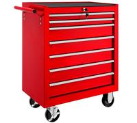 tectake® Chariot d'atelier Metallique Servante d'atelier Vide Trolley Professionnel 7 Tiroirs spacieux Verrouillables Chariot a Roulette pour Rangement Atelier Garage - Rouge