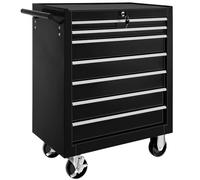 tectake® Chariot d'atelier Metallique Servante d'atelier Vide Trolley Professionnel 7 Tiroirs spacieux Verrouillables Chariot a Roulette pour Rangement Atelier Garage - Noir