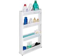 tectake® Chariot de Rangement 4 Niveaux, 54 x 12 x 101 cm, Desserte à roulettes, Chariot Cuisine, Etagere Roulette, Desserte à roulettes Cuisine, Servante Salle de Bain, Étagère Salle de Bain, Blanc