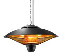 tectake® Chauffage électrique extérieur Infrarouge, 2 500 W, 2 Puissances | Radiateur 1 250 et 2 500 W, Montage plafond facile, Chaîne avec 2 mousquetons incluse, Boîtier en aluminium, 58 x 58 x 32 cm