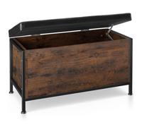 tectake® Coffre de Rangement 81,5 x 41,5 x 50,5 cm, avec Banquette matelassée en Similicuir, Banquette Coffre 88 L, Style Industriel, Meuble de Rangement pour Salon, Chambre, Dressing, Bureau