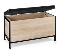 tectake® Coffre de Rangement 81,5 x 41,5 x 50,5 cm, avec Banquette matelassée en Similicuir, Banquette Coffre 88 L, Style Industriel, Meuble de Rangement pour Salon, Chambre, Dressing, Bureau