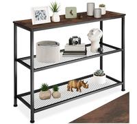 tectake® Console Meuble Bristol 100 x 30 x 81 cm, Style Industriel linéaire Cadre en Acier Robuste, Console Entree Meuble d'Entrée Couloir Salon Bureau, Décoration Maison, Couleur Bois Foncé