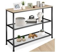 tectake® Console Meuble Bristol 100 x 30 x 81 cm, Style Industriel linéaire Cadre en Acier Robuste, Console Entree Meuble d'Entrée Couloir Salon Bureau, Décoration Maison, Couleur Bois Clair