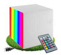 tectake® Cube lumineux LED multicolore Taille L (43x43x43cm) telecommande 16 couleurs Table basse Pouf Lampe jardin Luminaire exterieur Éclairage extérieur Eclairage piscine Salon de jardin exterieur