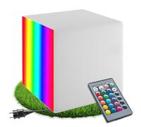 tectake® Cube lumineux LED multicolore Taille S (35x35x35cm) telecommande 16 couleurs Table basse Pouf Lampe jardin Luminaire exterieur Éclairage extérieur Eclairage piscine Salon de jardin exterieur