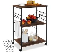 Desserte - TECTAKE - Chariot de service RUGBY en panneau aggloméré à 3 niveaux, style industriel, 65,5 x 45,5 x 88,5 cm - Bois foncé