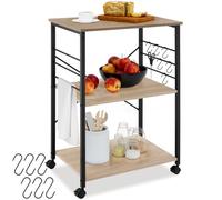 Desserte - TECTAKE - Chariot de service RUGBY en panneau aggloméré à 3 niveaux, style industriel, 65,5 x 45,5 x 88,5 cm - Bois clair