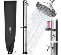 tectake® Douche Solaire multifonctionnelle Eau Chaude 40L, Pommeau de Douche Effet de Pluie, Porte-Savon et Housse de Protection, Douche Solaire exterieure Jardin, Piscine, Camping, Spa, Sauna, Plage