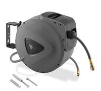 tectake® Enrouleur pneumatique avec tuyau air comprimé 20 m, raccord rapide 1/4, Support mural rotatif à 180° et amovible, 8-12 bars, Dévidoir automatique Enrouleur tuyau air comprimé Atelier Garage