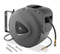 tectake® Enrouleur pneumatique avec tuyau air comprimé 30 m, raccord rapide 1/4, Support mural rotatif à 180° et amovible, 8-12 bars, Dévidoir automatique Enrouleur tuyau air comprimé Atelier Garage