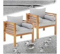 Fauteuil de jardin Boka, bois lasuré, supporte env. 120 kg - Lot de 2