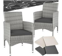 tectake® Ensemble de 2 Fauteuils Confortables avec Accoudoirs pour Salon de Jardin Exterieur ou Intérieur en Poly Rotin, 2 Sets de Housses & Coussins Inclus, Mobilier de Jardin