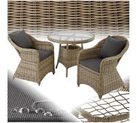 tectake® Ensemble de Salon de Jardin Exterieur 2 Places en Résine tressée & Aluminium, Table de Jardin, 2 Fauteuil en rotin, 4 Coussins imperméables Inclus, Mobilier de Jardin pour Amenagement Balcon