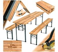 tectake® Ensemble de Table de Jardin et Banc en Bois de Brasserie Salon de Jardin Pliable et Peu encombrant, avec Support Parasol, Mobilier de Jardin pour Pique Nique Réceptions Barbecue Mariage