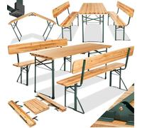 Ensemble table et bancs avec dossiers FRANZ II 3 pièces pliables - marron