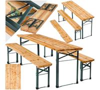 tectake® Ensemble de Table Pliante Exterieur et 2 Banc en Bois de Brasserie Salon de Jardin Pliable et Peu encombrant Mobilier de Jardin pour Pique Nique Réceptions Barbecue Mariage Anniversaire