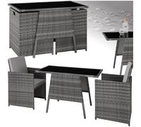 tectake® Ensemble Salon de Jardin encastrable en Poly Rotin 2 Personnes Ensemble Fauteuil Salon et Table de Jardin, Coussins Inclus, Mobilier de Jardin pour Amenagement Balcon Terrasse