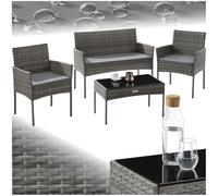 tectake® Ensemble Salon de Jardin Exterieur en Résine tressée Canapé 2 Places 2 Fauteuil Salon et 1 Table de Jardin, Coussins Inclus, Mobilier de Jardin pour Amenagement Balcon Terrasse Veranda